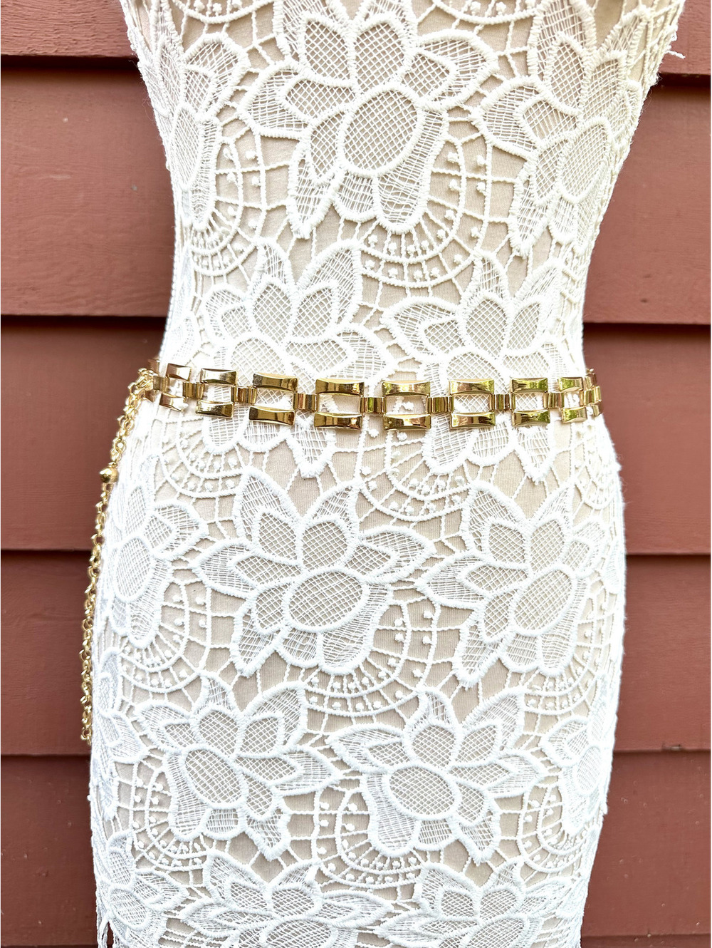 Gold Tone Square/Rectangle Chain Link Belt